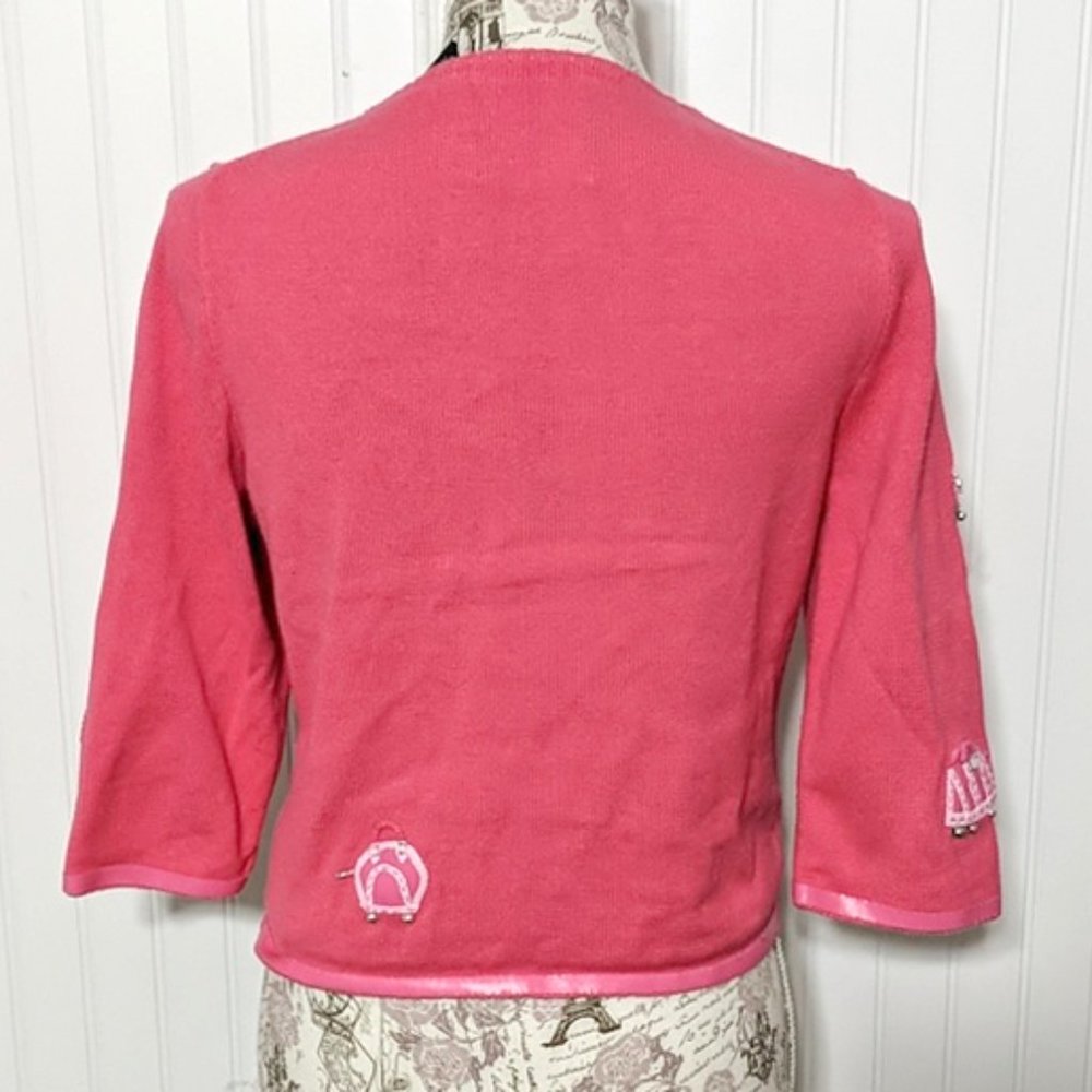 Michael Symon luggage embellished cardigan sweater - Picture 3 of 7